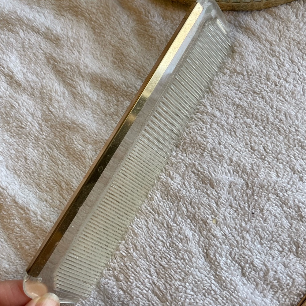 Gold Vintage-Style Vanity Hairbrush and Mirror Tray Set - Picture 3 of 6